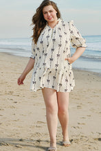 Load image into Gallery viewer, Apricot Bow Printed Puff Sleeve Ruffled Plus Size Mini Dress
