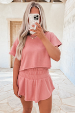 Load image into Gallery viewer, Blossom 2pcs Cropped Tee and Ruffle High Waist Skort Set
