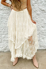 Load image into Gallery viewer, Beige Lace Cascading Tiered High Waist Maxi Skirt
