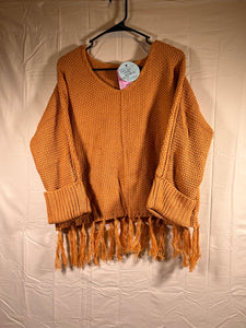 Camel knit Fringe Sweater