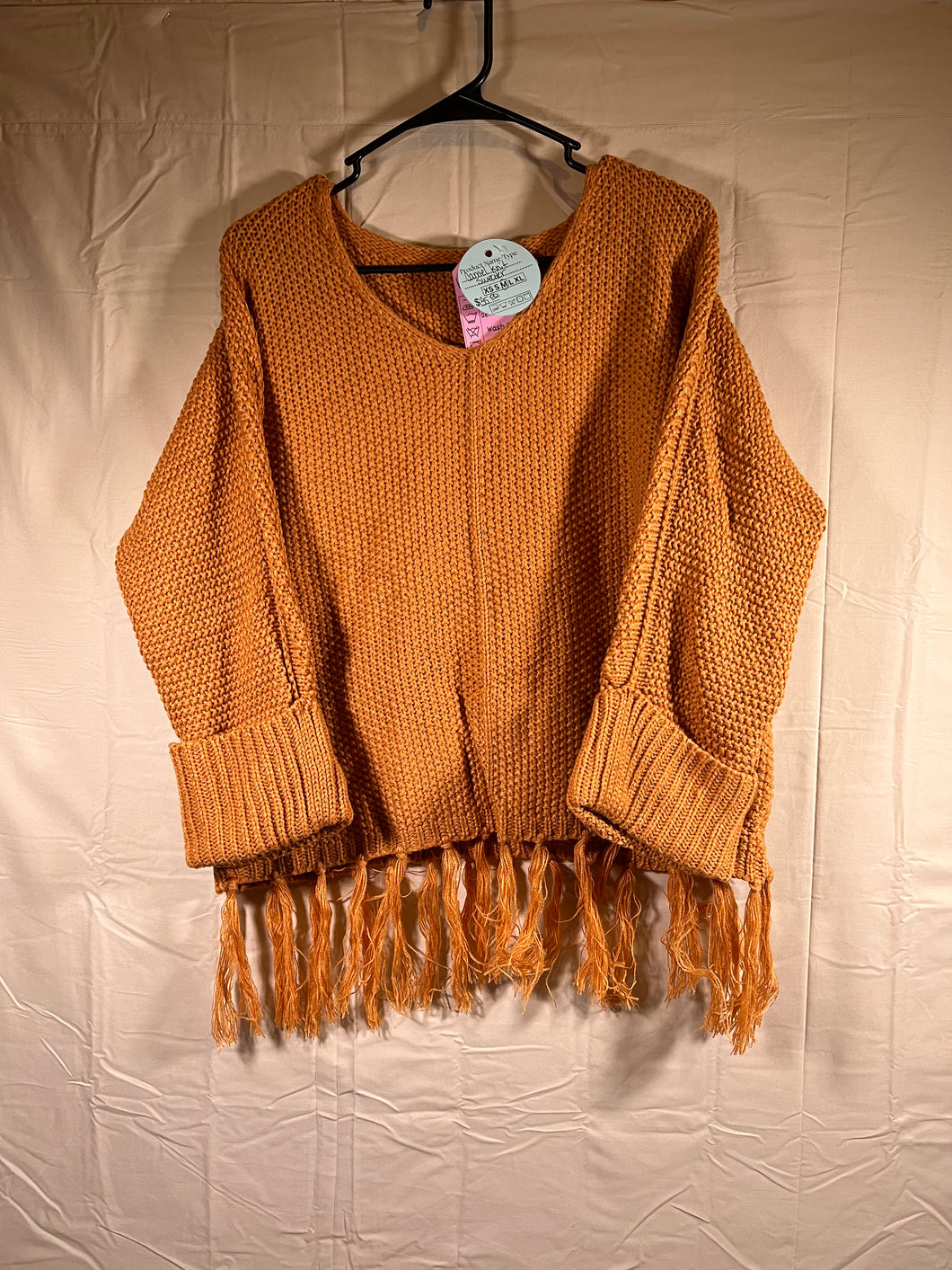 Camel knit Fringe Sweater